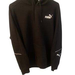 Puma Men's Black Hoodie with White Logo